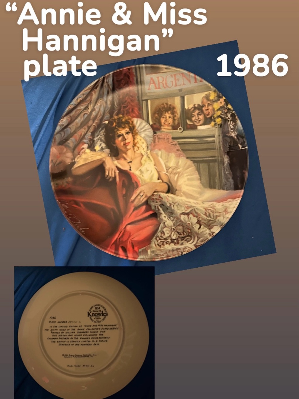 Annie & Miss Hannigan Collectible Plate - Red, Cream, Brown